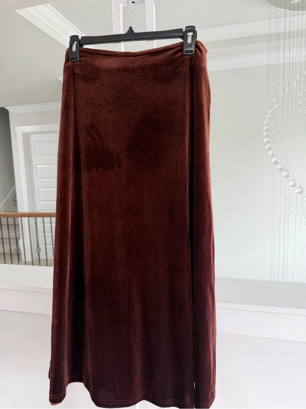 Commense Velvet A-Line Midi Skirt